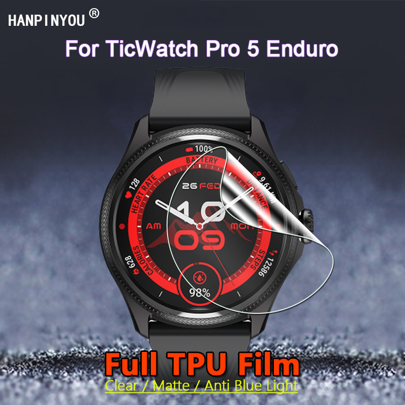 2 件適用於 TicWatch Pro 5 / Enduro SmartWatch 透明/啞光/防藍光軟 TPU 水凝膠