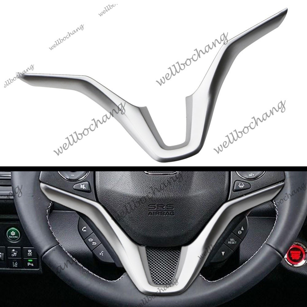 HONDA 適用於本田 HRV HR-V Vezel 2014 - 2020 裝飾配件的 ABS 鍍鉻汽車內飾方向盤套貼
