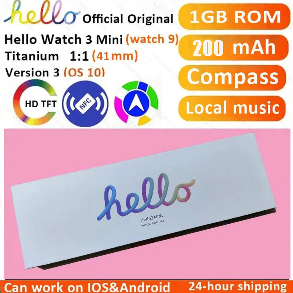 華強北頂配HELLO3+系列mini款智慧手錶 藍牙通話 1G內存 錄音 41MM 健康檢測 繁體中文 相冊