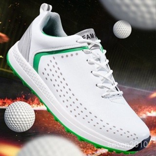 男士皮革高爾夫球鞋無釘高爾夫球鞋男士高爾夫球場運動鞋舒適防水高爾夫球鞋高爾夫休閒鞋防滑高爾夫訓練運動鞋 WNS4