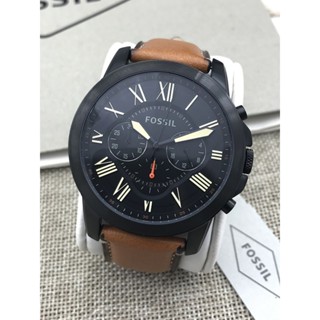 FOSSIL手錶棕色皮帶商務休閒三眼計時石英錶男表FS5241