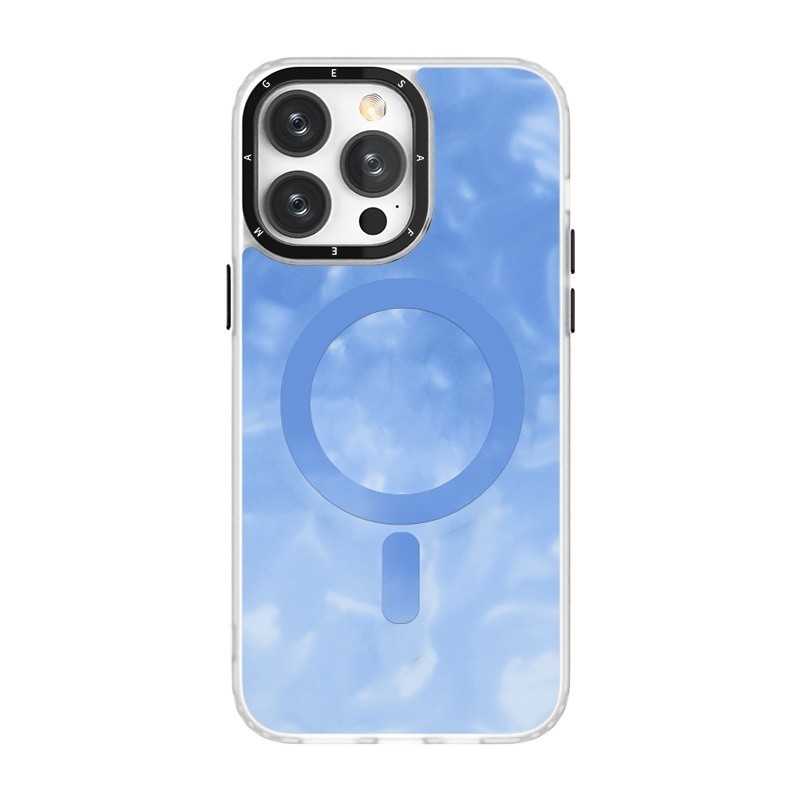 【優盾磁吸殼】iPhone12pro蘋果14max手機殼適用於15plus磨砂白色13簡約藍白紋理11magsafe高級