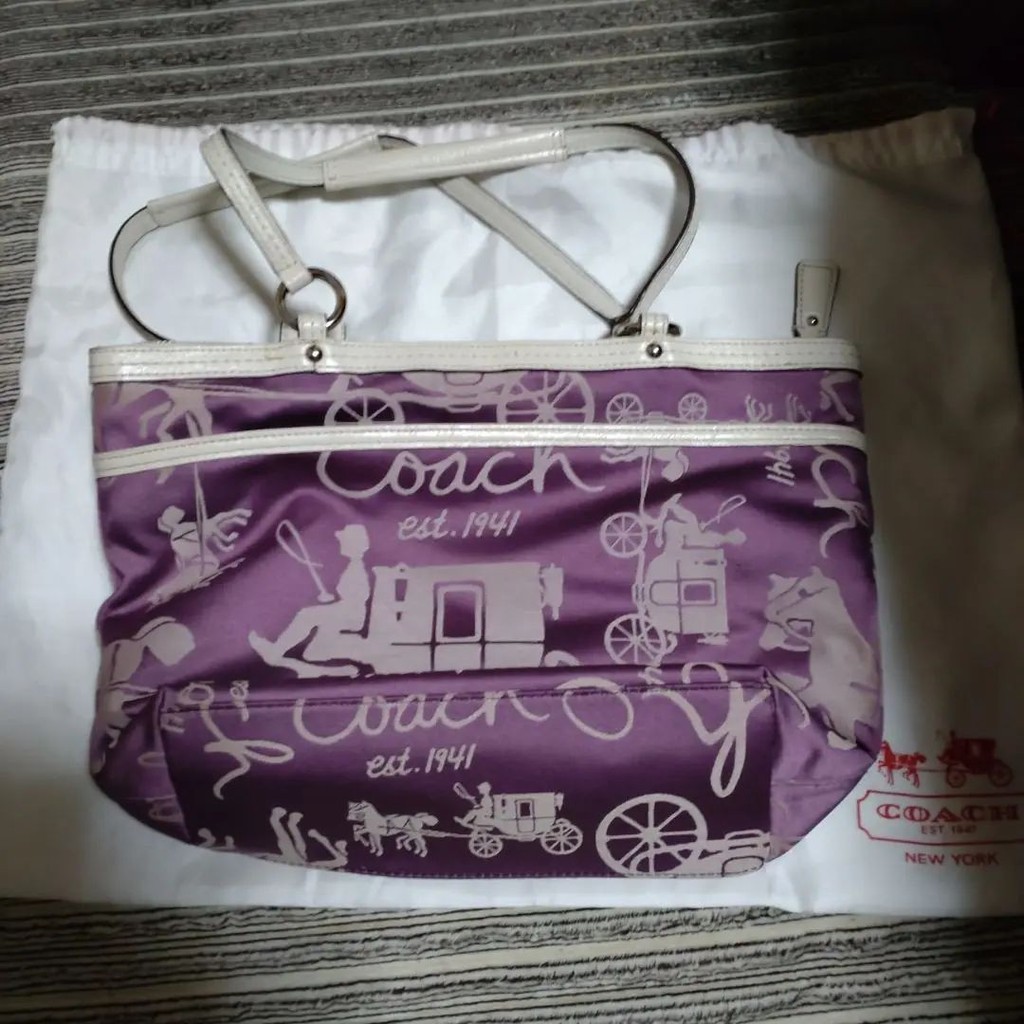COACH 蔻馳 托特包 肩背包 紫色 日本直送 二手