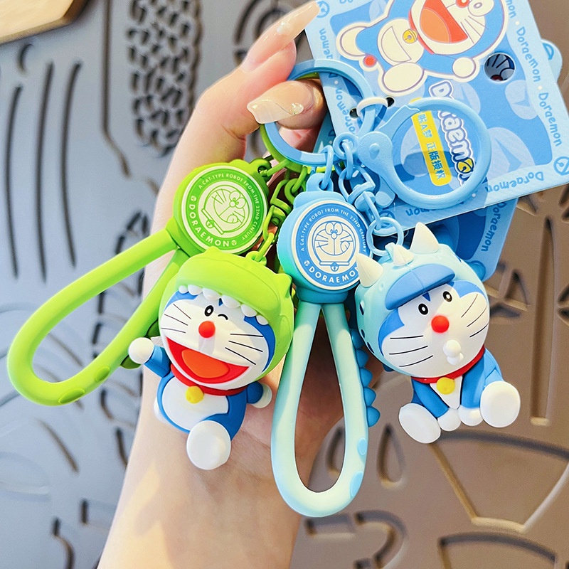 正版哆啦A夢發現恐龍鑰匙扣創意可愛卡通鑰匙鏈學生包包吊飾禮品