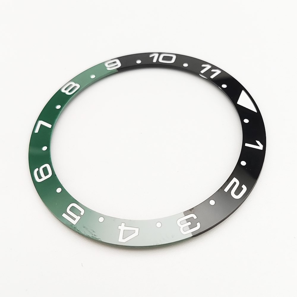 【精工品質】GMT陶瓷手錶表圈 改裝配件38mm黑綠陶瓷圈口代用黑綠水鬼錶殼外圈