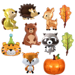 造型卡通叢林動物鋁膜球刺蝟狐狸浣熊松鼠氣球 森林派對裝飾批發