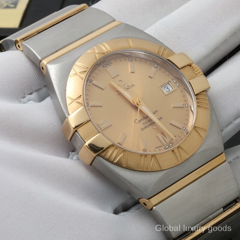 OMG 星座系列男士手錶全自動機械18k黃金 日期顯示手錶 38MM 1203.10.00 JSZG
