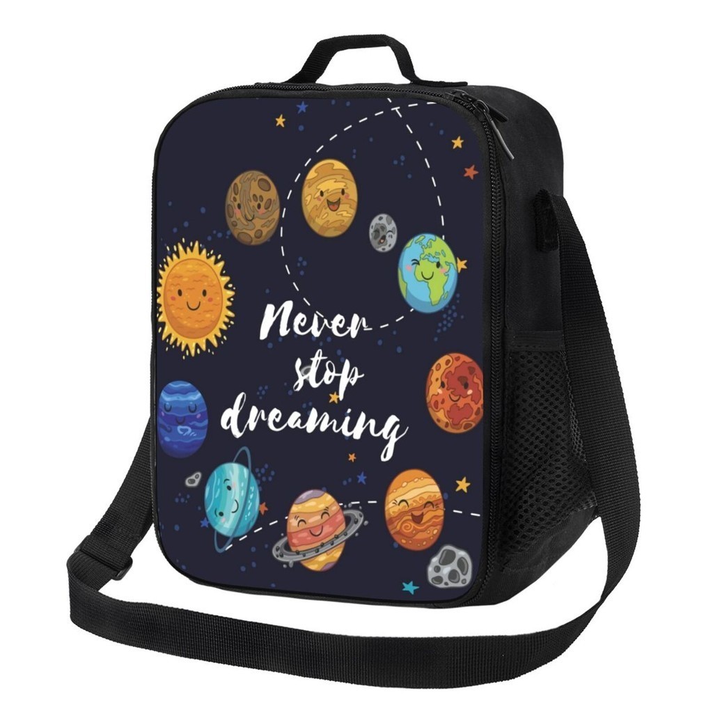 太空太陽系新款保溫午餐袋雙口袋大容量學生男孩/女孩飯盒袋聖誕禮物