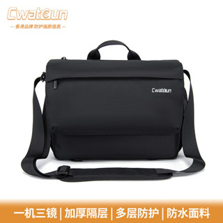 Cwatcun香港攝影相機背包 相機包單肩內膽包單肩斜挎相機包 相機包相機套保護套皮套 一機三鏡 可調節肩帶