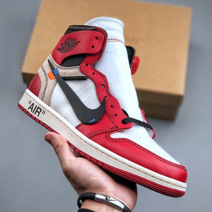 籃球鞋 Air Jordan 1 x OFF-WHITE “紅色聯名” AJ1 高幫文化休閒運動板鞋 AA3834-10