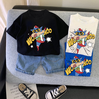 男童夏季短袖t恤兒童寶寶夏季卡通兒童超人兒童時尚西部上衣