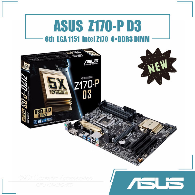 英特爾 華碩 Z170-P D3 主板插座 LGA 1151 4xDDR3 DIMM 使用 Intel Z170 芯片組