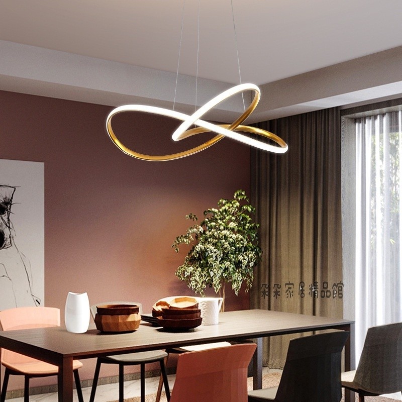免運-朵朵🌈北歐客廳吊燈後現代簡約創意圓環幾何線條燈個性餐廳臥室藝術燈具