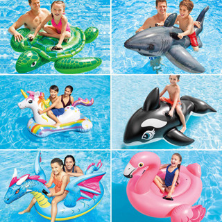 INTEX動物座騎兒童水上充氣玩具 坐騎玩具兒童水池動物浮排水玩