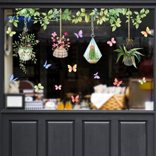 Emoboy牆貼亮色綠色植物圖案窗貼家居裝飾雙面印刷貼