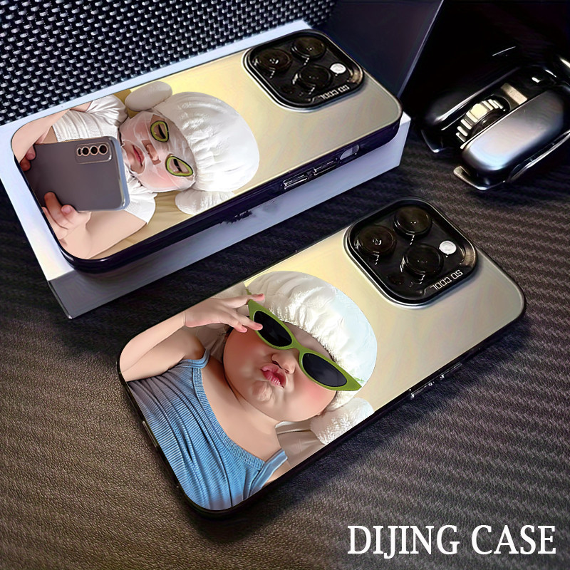 浴帽面膜小情侶電鍍彩銀男女DIJING手機殼適用於iPhone 15promax 14 13Pro 11Pro 12mi