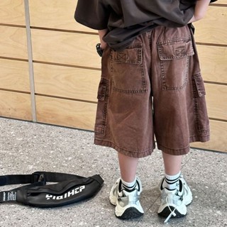 【HOT 本舖】 泰如2024夏季新款韓版男童時尚洋氣工裝炒色洋氣牛仔褲兒童短褲潮