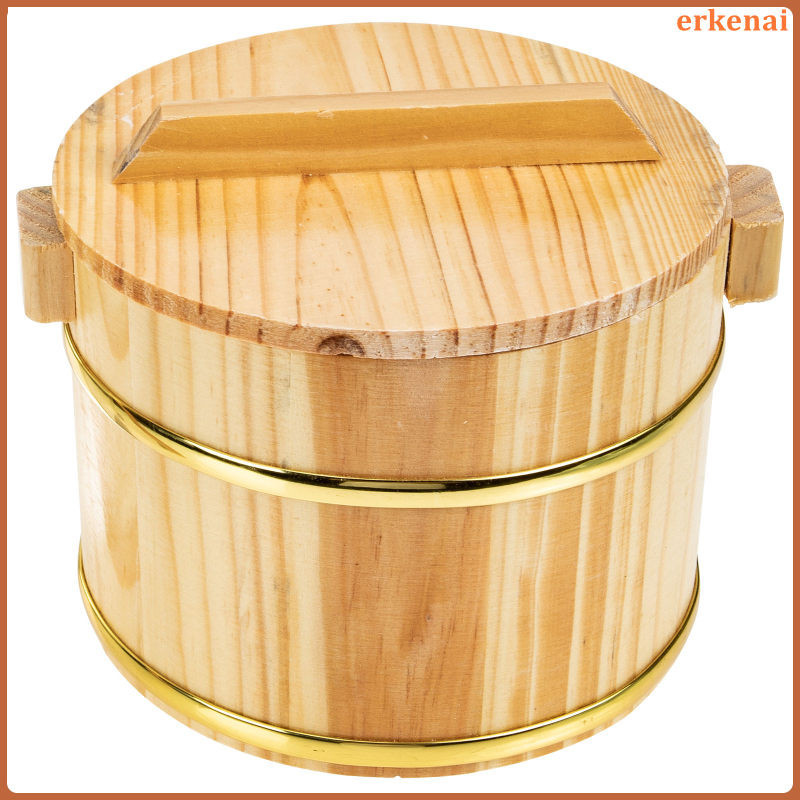 1 套木製壽司飯碗有蓋飯混合桶煮飯服務器