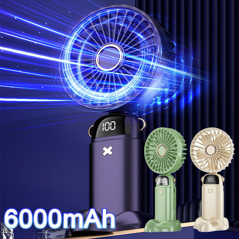 3000/6000mah 手機支架風扇 USB 可充電手持折疊風扇更好的家庭迷你手持風扇空調夏季禮物