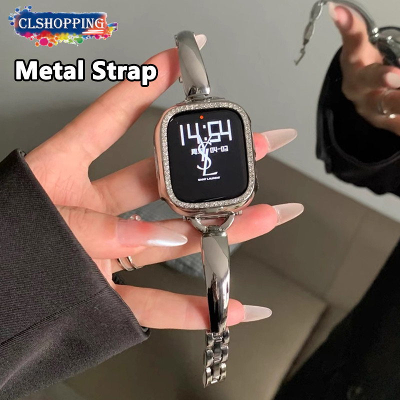 Clshopping T 形金屬不銹鋼智能手錶手鍊適用於 Apple Watch Ultra2/Ultra/9/8/7/