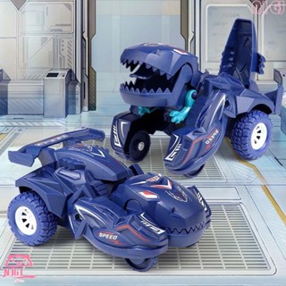 NIGJ恐龍變形車孩子們男孩們禮物迴力車特技車玩具汽車玩具恐龍機器人汽車玩具