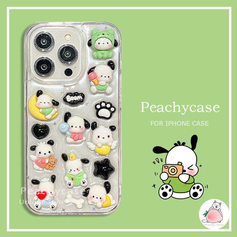 3D 可愛環氧樹脂 Pochacco 小狗手機殼兼容 iPhone 15 14 Plus 13 12 Pro Max 1