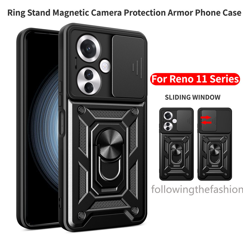 適用於 OPPO Reno 11 Pro 5G Reno11 11Pro 11F 2024 手機殼裝甲車載磁性帶環支架支