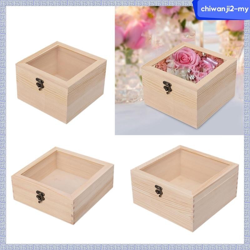 [ChiwanjibaMY] 木盒珠寶展示櫃帶鉸鏈蓋紀念品飾品盒裝飾品
