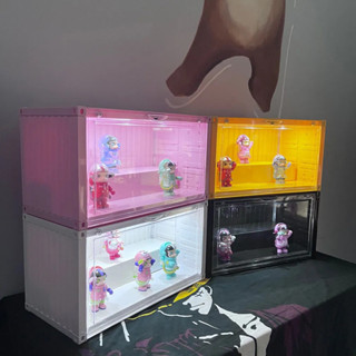 【臺灣現貨】公仔展示盒 公仔收納盒 集裝箱展示盒 貨櫃展示盒 手辦展示盒 模型展示盒 帶燈展示盒 泡泡瑪特 盲盒收納