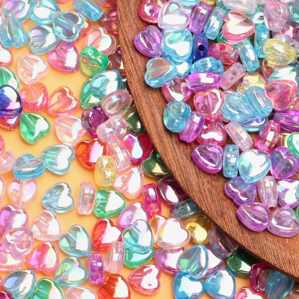 50/100 件 9 毫米 DIY 手鍊耳環彩色玻璃珠用於珠寶製作魅力項鍊心形