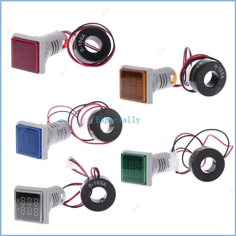 Esp 方形數字 LED 面板安裝 AC 60 500V 100A 電壓表電流表雙顯示