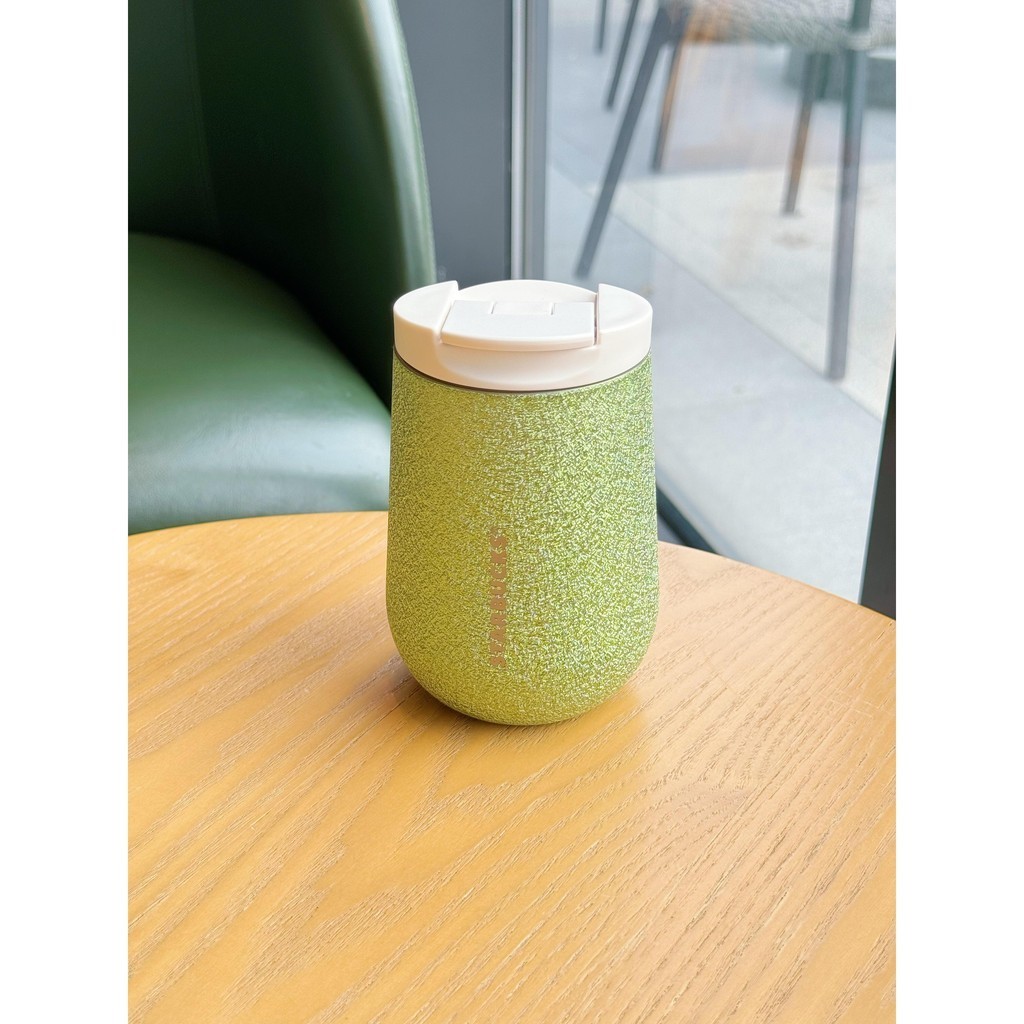 星巴克2023咖啡寶藏杯子閃亮晶鑽綠色少女心清新不鏽鋼桌面咖啡杯