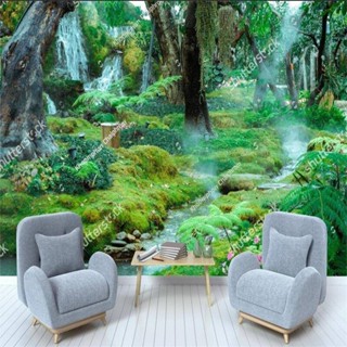 定制森林流水風景3d貼紙客廳沙發背景臥室裝飾牆紙照片壁紙