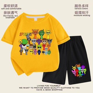 ✨臺灣出貨 節奏盒子短袖套裝 節奏盒子兒童套裝 節奏盒子 音樂盒子 男童套裝 夏季純棉T恤 寬鬆短袖 兒童短褲兩件