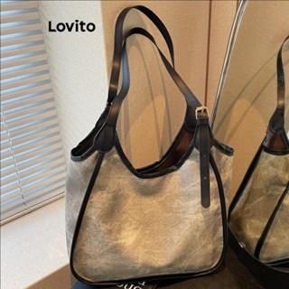 Lovito 優雅素色復古通勤大容量女單肩托特包 LFA62523