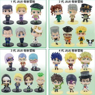 6 件裝 7.5cm-8cm JOJO 的奇妙冒險角色赤壁公仔套裝:從喬納森到凱撒 Pvc 模型玩具