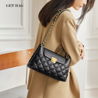 【GET BAG】納蘭杜包包 2025新款時尚鏈條包 輕奢百搭斜揹包 單肩腋下包 斜揹包真皮女包