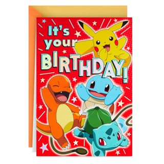 霍爾馬克 Pokemon 生日賀卡（皮卡丘、傑尼龜、小火龍、妙蛙種子）