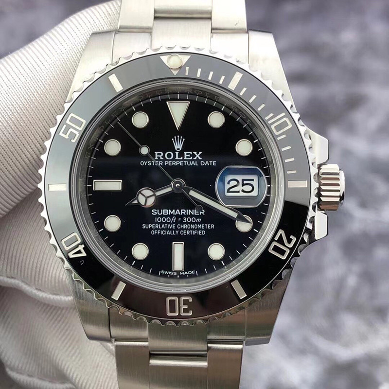 40mm手錶精鋼陶瓷圈116610LN潛航者機械顯示 日期黑水鬼型