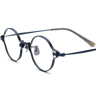 手工純鈦眼鏡框輕便時尚光學眼鏡平光鏡圓形復古眼鏡架可配鏡工廠