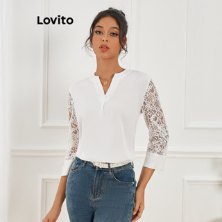 Lovito 女用優雅有色蕾絲襯衫 LBL10019