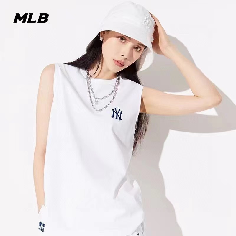 MLB/NY潮牌 24年夏季男女背心運動休閒NY大標無袖T恤寬鬆透氣