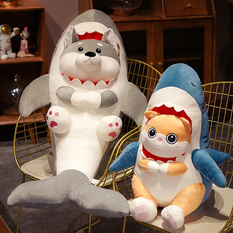 【現貨】鯊貓鯊魚和蜜蜂Shark&amp;Bee鯊狗公仔禮物貓餅毛絨玩具男女優趣優品