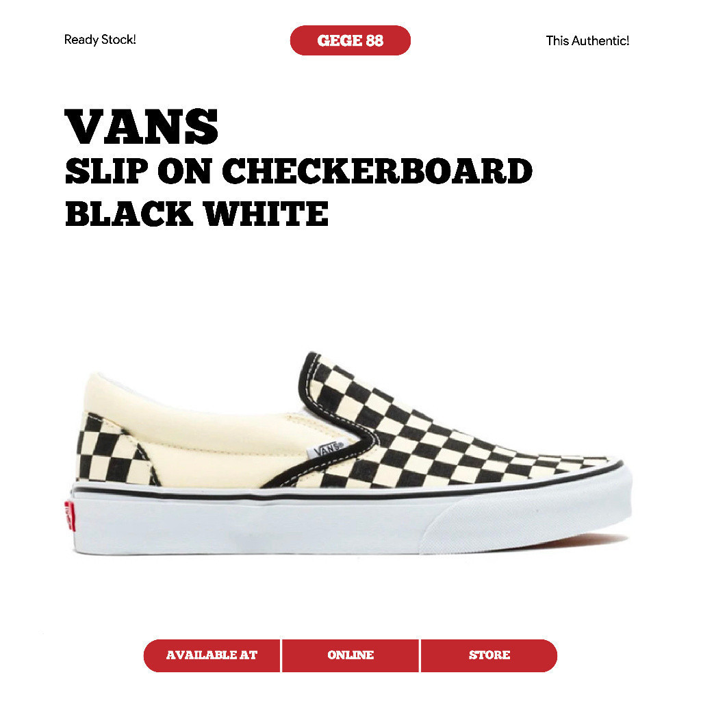 範斯 Vans Slip On Checkerboard 黑色白色經典原創