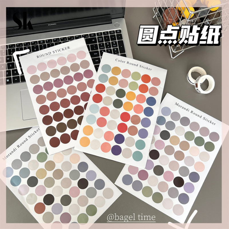 SKSHOP 馬卡龍圓點紙貼紙 1 張 SK070