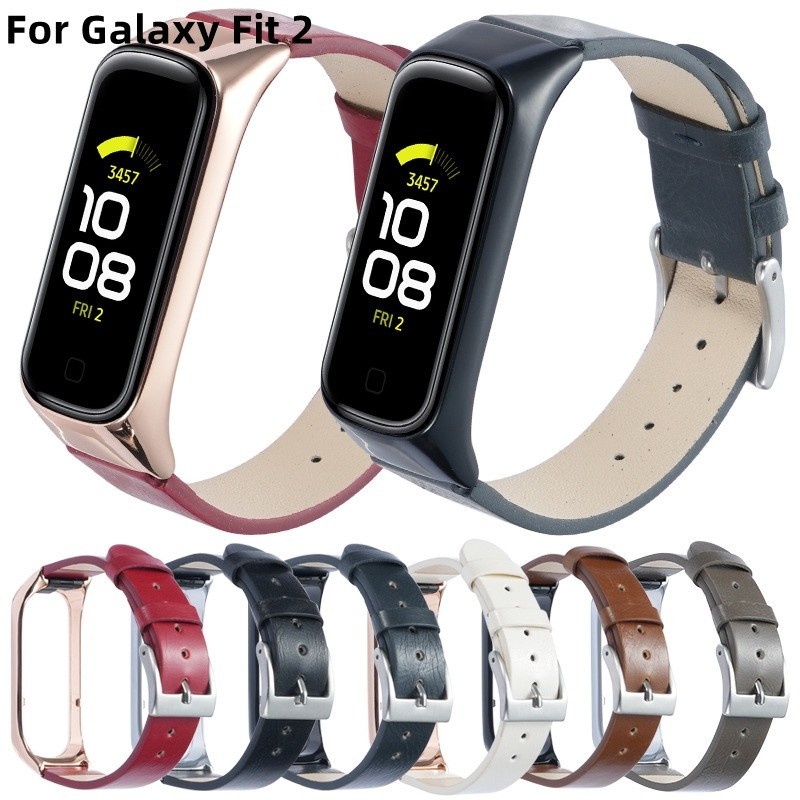 SAMSUNG 三星 Galaxy Fit2 Correa PU 皮革錶帶軟矽膠運動錶帶替換錶帶