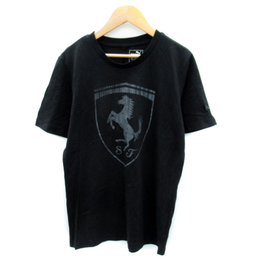 Ferrari PUMA針織上衣 T恤 襯衫xs 黑色 徽標打印 短袖 日本直送 二手