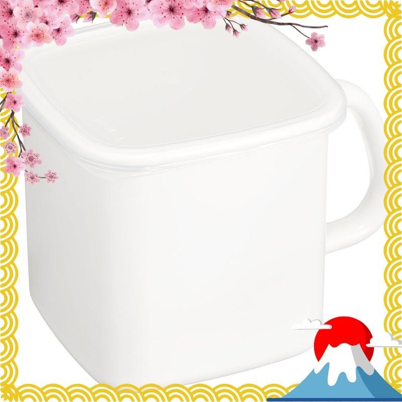 野田琺瑯（Nodahoro）儲物容器 鐵瓷 杯把款式儲物盒 方形 L 系列專用 日本製 白色系列 蓋子帶有密封條 MS-