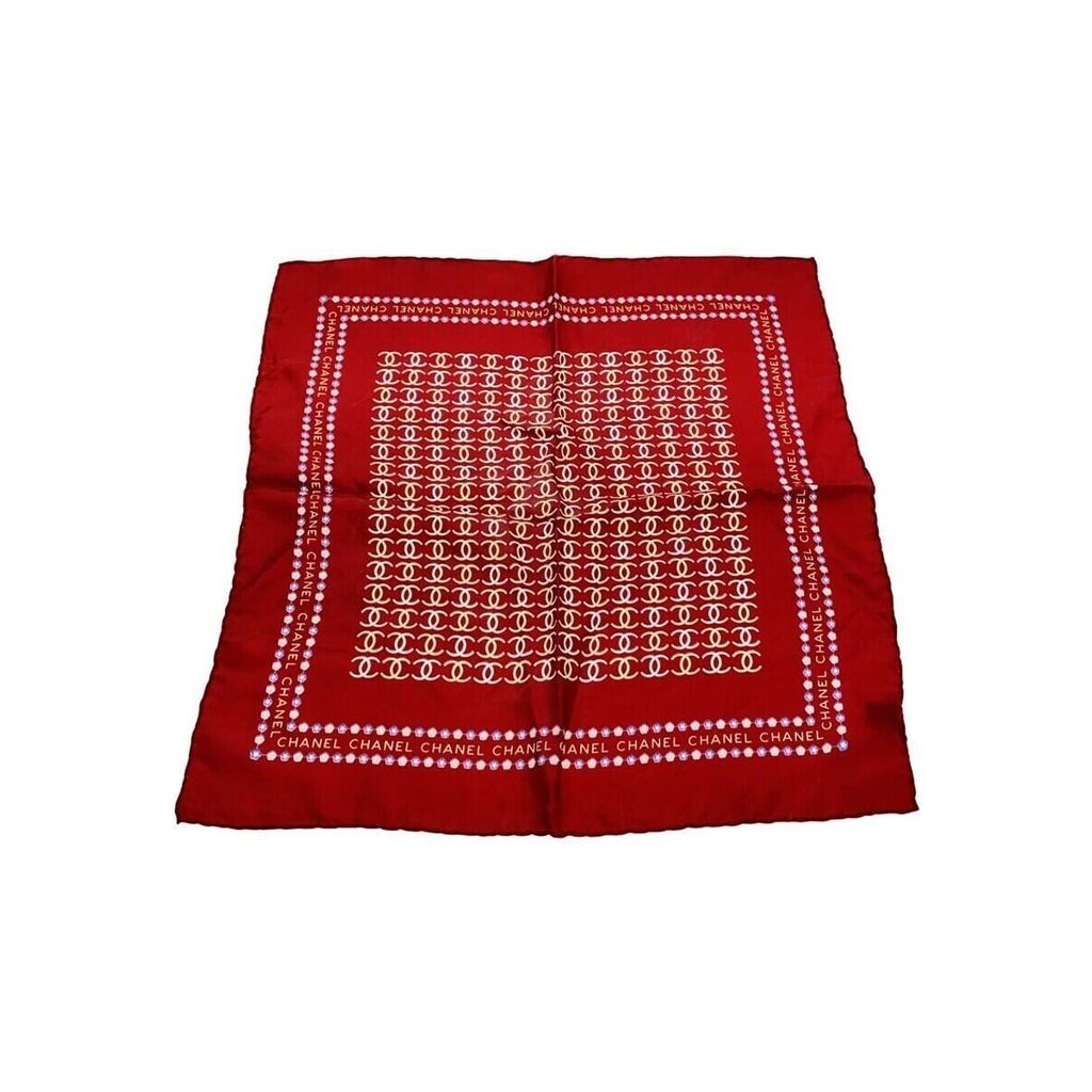 CHANEL 香奈兒 圍巾女用絲綢 滿版紅色 日本直送 二手