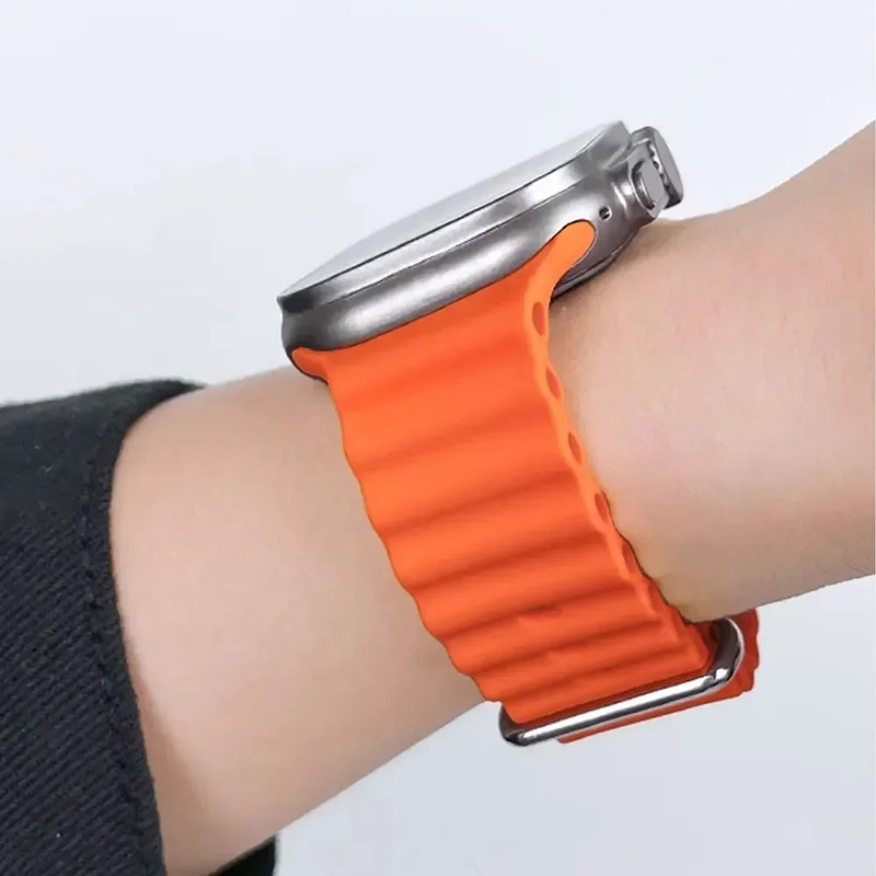 海洋錶帶適用於 Apple Watch Ultra 錶帶 49 毫米 Ultra 1 2 運動矽膠手鍊適用於 Apple